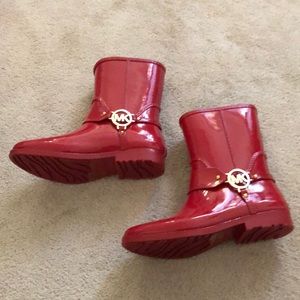 Red Michael Kors rain boots